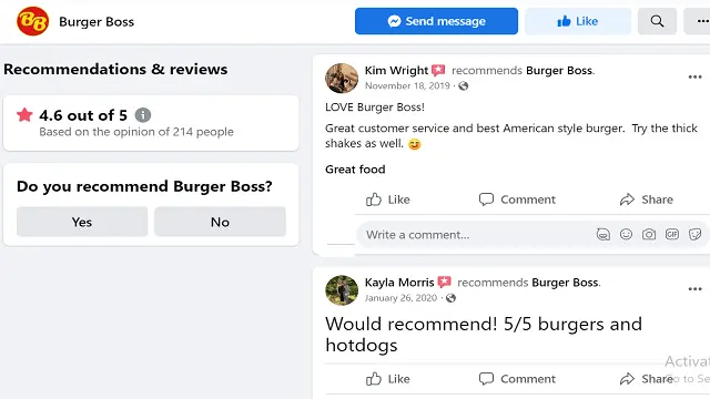 Burger Review on Facebook