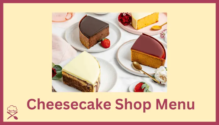 Cheesecake Shop Menu with Prices in Australia